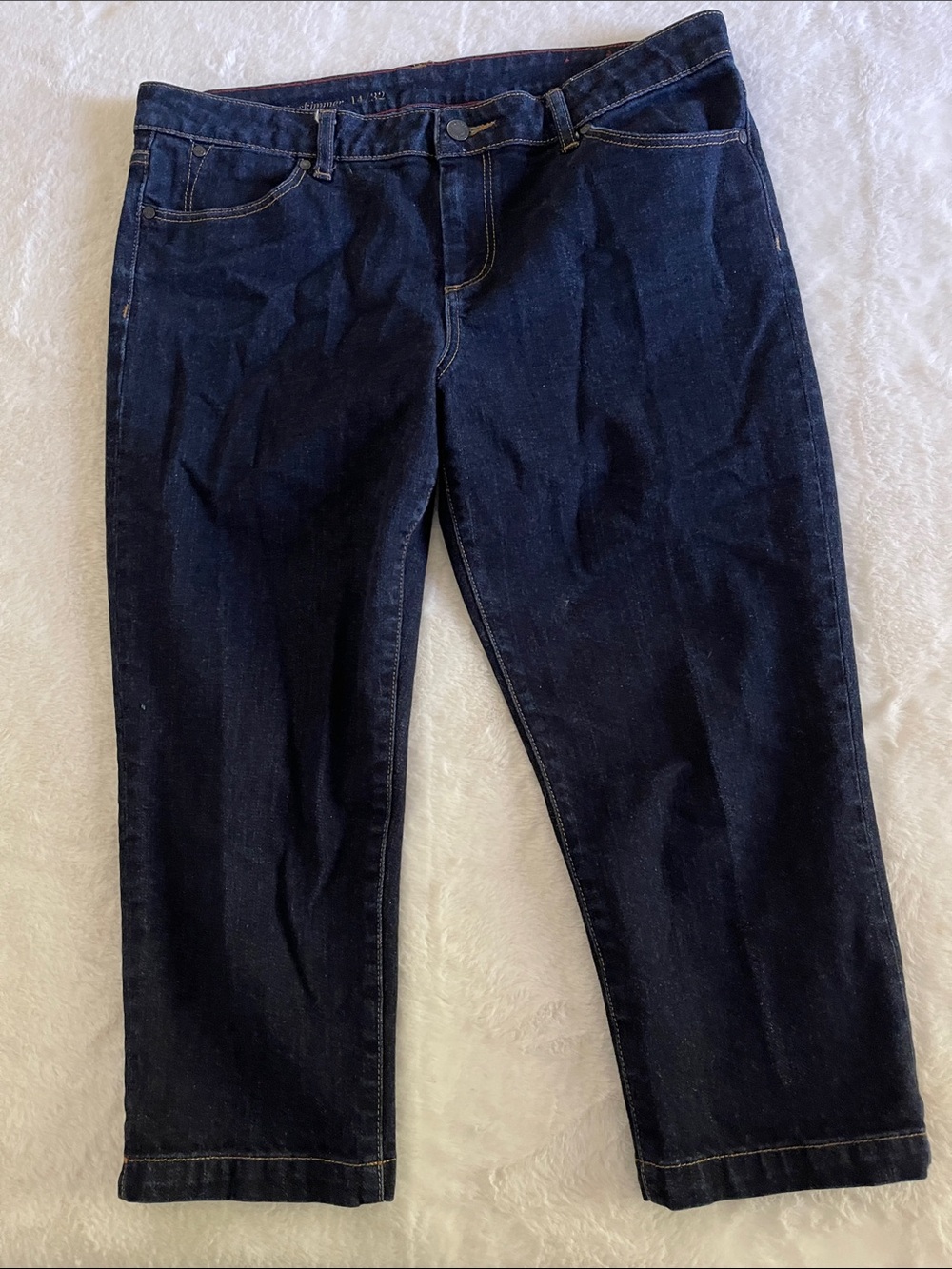 Signature Ladies Dark Blue Denim Jean capris SZ  14/32
